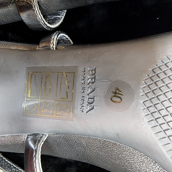 PRADA Silver Jeweled Sandals Size 10 prada 40. Made in Italy 🇮🇹 - Picture 10 of 13
